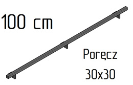 poręcz ścienna schodowa 30x30mm SB-26/1 100cm wewnętrzna