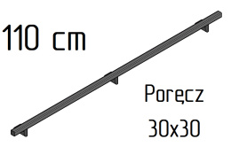 poręcz ścienna schodowa 30x30mm SB-26/1 110cm wewnętrzna