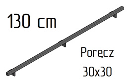 poręcz ścienna schodowa 30x30mm SB-26/1 130cm wewnętrzna