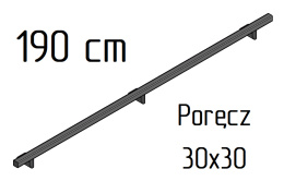 poręcz ścienna schodowa 30x30mm SB-26/1 190cm wewnętrzna