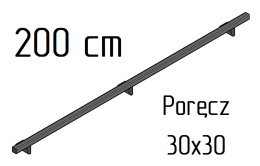 poręcz ścienna schodowa 30x30mm SB-26/1 200cm wewnętrzna