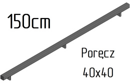 poręcz ścienna schodowa 40x40mm SB-26/2 150cm wewnętrzna
