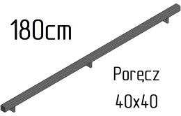 poręcz ścienna schodowa 40x40mm SB-26/2 180cm wewnętrzna