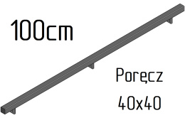poręcz ścienna schodowa 40x40mm SB-26/2 100cm wewnętrzna