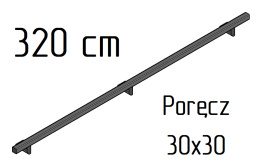 poręcz ścienna schodowa 30x30mm SB-26/3 320cm składana wewnętrzna