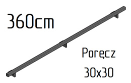 poręcz ścienna schodowa 30x30mm SB-26/3 360cm składana wewnętrzna