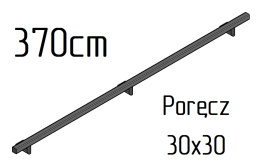 poręcz ścienna schodowa 30x30mm SB-26/3 370cm składana wewnętrzna