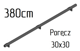 poręcz ścienna schodowa 30x30mm SB-26/3 380cm składana wewnętrzna