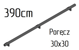 poręcz ścienna schodowa 30x30mm SB-26/3 390cm składana wewnętrzna