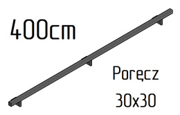 poręcz ścienna schodowa 30x30mm SB-26/3 400cm składana wewnętrzna