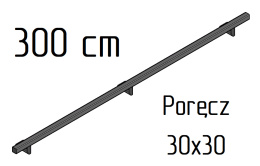 poręcz ścienna schodowa 30x30mm 300cm składana wewnętrzna