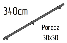 poręcz ścienna schodowa 30x30mm SB-26/7 340cm składana zewnętrzna
