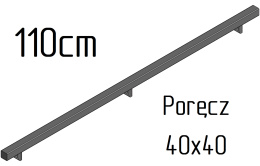 Poręcz ścienna schodowa 40x40mm SB-26/6 110cm zewnętrzna