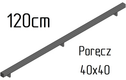 Poręcz ścienna schodowa 40x40mm SB-26/6 120cm zewnętrzna
