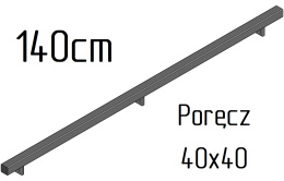 Poręcz ścienna schodowa 40x40mm SB-26/6 140cm zewnętrzna