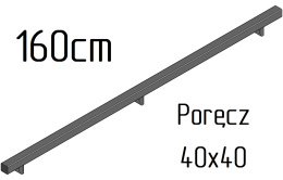 Poręcz ścienna schodowa 40x40mm SB-26/6 160cm zewnętrzna