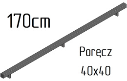 Poręcz ścienna schodowa 40x40mm SB-26/6 170cm zewnętrzna