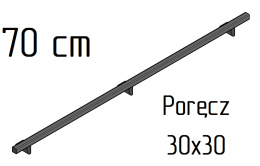 poręcz ścienna schodowa 30x30mm SB-26/1 70cm wewnętrzna