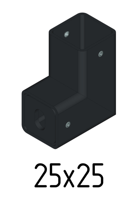 adapter boczny 25x25mm do balustrada wewnętrzna pionowa harfa 20x20mm