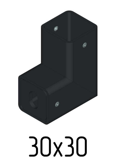 adapter boczny 30x30mm do balustrada wewnętrzna pionowa harfa 25x25mm