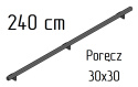 poręcz ścienna schodowa 30x30mm SB-26/1 240cm wewnętrzna