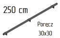 poręcz ścienna schodowa 30x30mm SB-26/1 250cm wewnętrzna