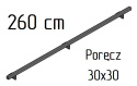 poręcz ścienna schodowa 30x30mm SB-26/1 260cm wewnętrzna