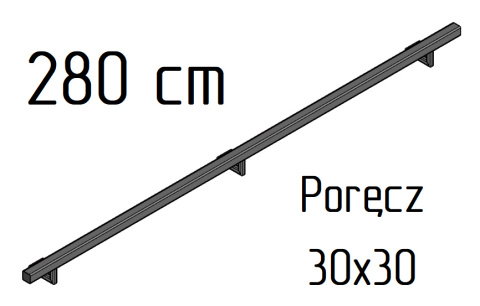 poręcz ścienna schodowa 30x30mm SB-26/1 280cm wewnętrzna