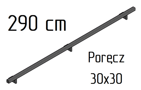 poręcz ścienna schodowa 30x30mm SB-26/1 290cm wewnętrzna