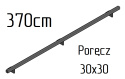 poręcz ścienna schodowa 30x30mm SB-26/1 370cm wewnętrzna