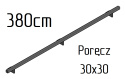 poręcz ścienna schodowa 30x30mm SB-26/1 380cm wewnętrzna