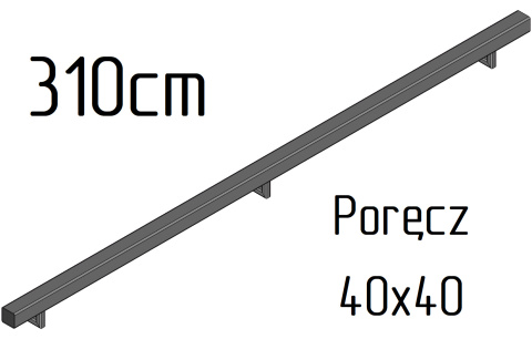 poręcz ścienna schodowa 40x40mm SB-26/2 310cm wewnętrzna