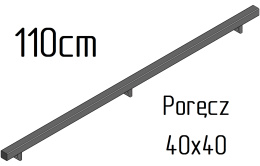 poręcz ścienna schodowa 40x40mm SB-26/2 110cm wewnętrzna