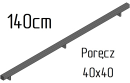 poręcz ścienna schodowa 40x40mm SB-26/2 140cm wewnętrzna