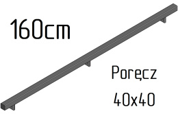 poręcz ścienna schodowa 40x40mm SB-26/2 160cm wewnętrzna