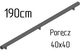 poręcz ścienna schodowa 40x40mm SB-26/2 190cm wewnętrzna