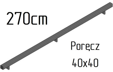 poręcz ścienna schodowa 40x40mm SB-26/2 270cm wewnętrzna