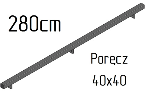 poręcz ścienna schodowa 40x40mm SB-26/2 280cm wewnętrzna