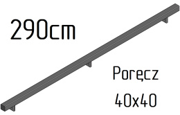 poręcz ścienna schodowa 40x40mm SB-26/2 290cm wewnętrzna