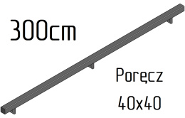 poręcz ścienna schodowa 40x40mm SB-26/2 300cm wewnętrzna