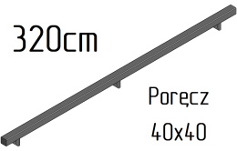 poręcz ścienna schodowa 40x40mm SB-26/2 320cm wewnętrzna