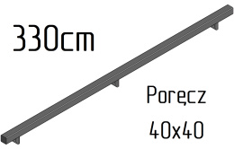 poręcz ścienna schodowa 40x40mm SB-26/2 330cm wewnętrzna