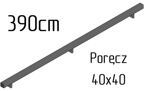 poręcz ścienna schodowa 40x40mm SB-26/2 390cm wewnętrzna