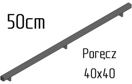 poręcz ścienna schodowa 40x40mm SB-26/2 50cm wewnętrzna