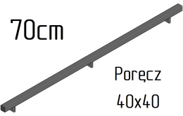 poręcz ścienna schodowa 40x40mm SB-26/2 70cm wewnętrzna