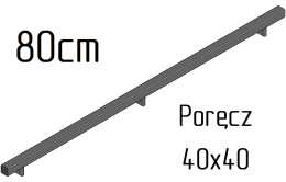 poręcz ścienna schodowa 40x40mm SB-26/2 80cm wewnętrzna