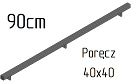 poręcz ścienna schodowa 40x40mm SB-26/2 90cm wewnętrzna