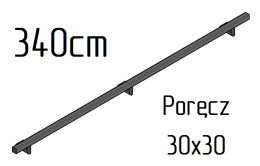 poręcz ścienna schodowa 30x30mm SB-26/3 340cm składana wewnętrzna