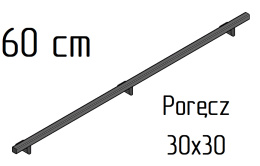 Poręcz ścienna schodowa 30x30mm SB-26/5 60cm zewnętrzna