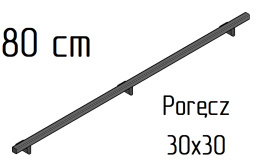 Poręcz ścienna schodowa 30x30mm SB-26/5 80cm zewnętrzna